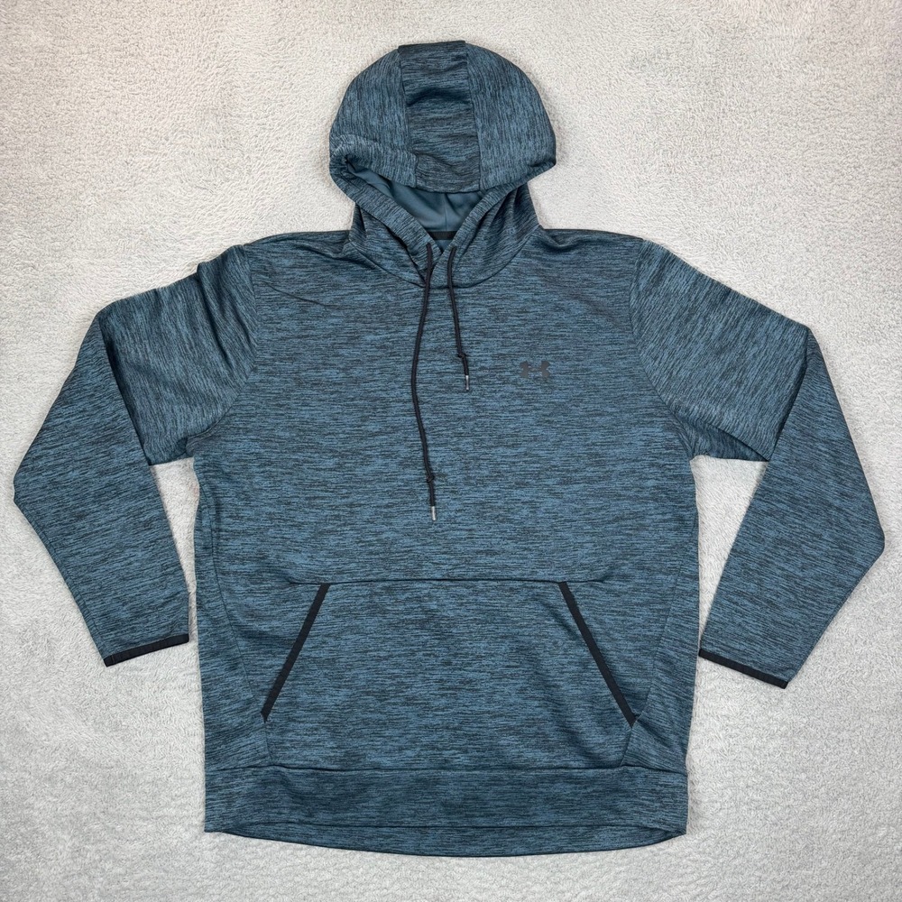 Under Armour Mens XL ColdGear Loose Fit Space Dye Fleece Pullover Hoodie Blue